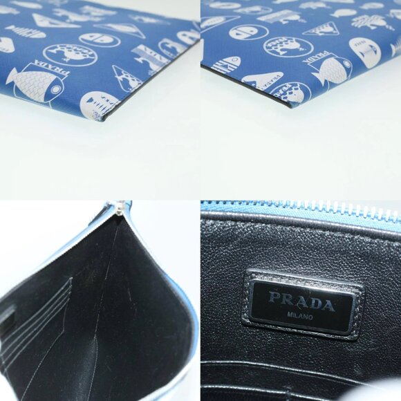 PRADA Shoulder Bag Safiano Leather Light Blue Auth ar8307V - Picture 15 of 15